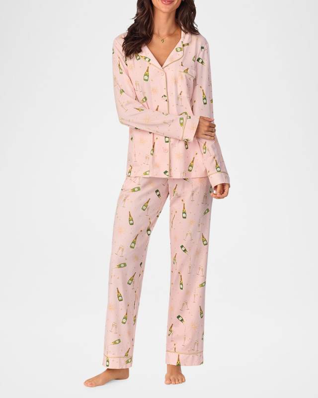 Long-Sleeve Stretch Cotton Pajama Set